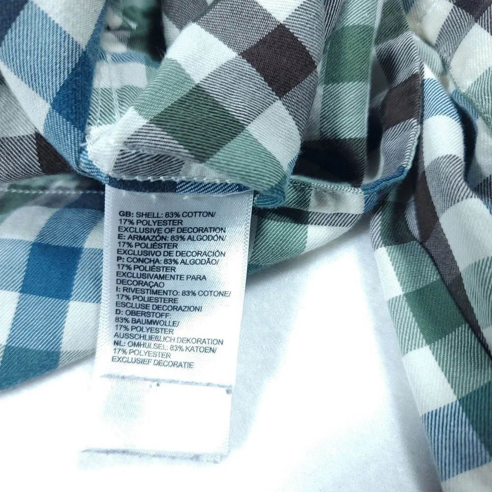 The North Face Mens Long Sleeve Gingham Button Up Shirt Large L Blue Green Brown - Picture 5 of 7
